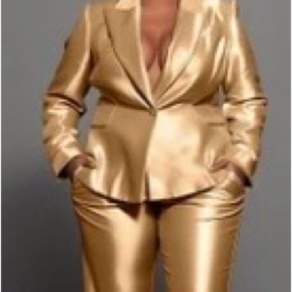 Xpluswear Pants - Luxurious Gold Women's Pantsuit
